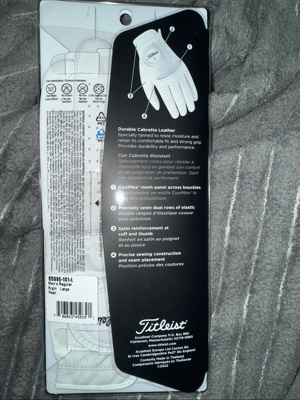 Titleist White Perma-Soft Golf Glove RIGHT SZ LARGE - Picture 3 of 3